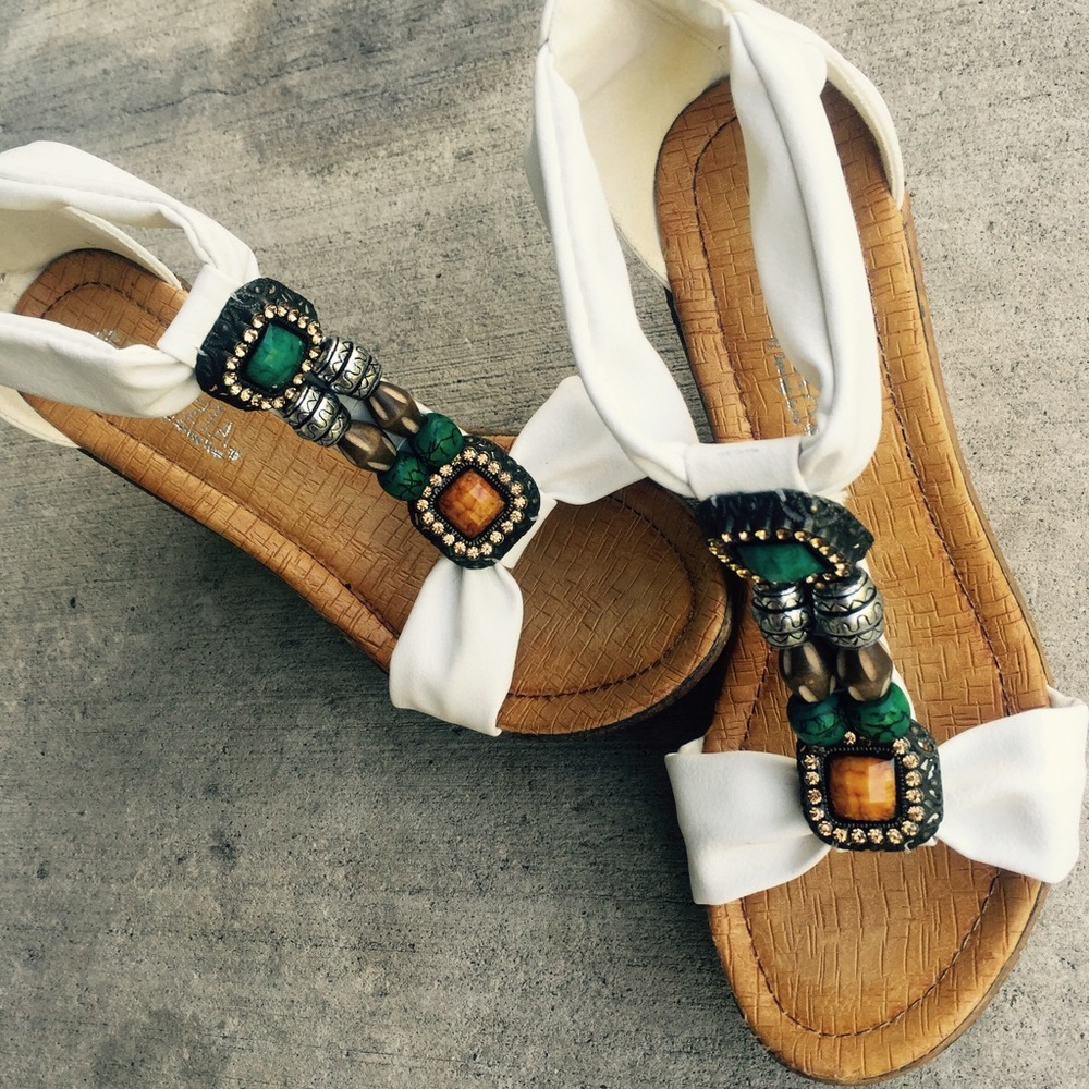 Boho Bead Platform Sandals